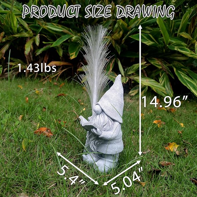 Gnomes Statue Solar Garden Decor,Resin Gnome Statues and Colour Changing Optical Fiber Solar Lights,Outdoor Decoration for Balcony, Garden, Patio, Yard, Lawn, Gifts for Mom Grandma