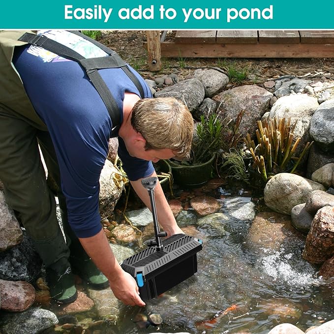Biling Pond Filter with Water Pump Kits, Koi Pond Filter Box with 660GPH 110V/40W Pond Pumps for Outdoor Ponds, Pond Fountain Kit for Garden Water Tank Waterfall