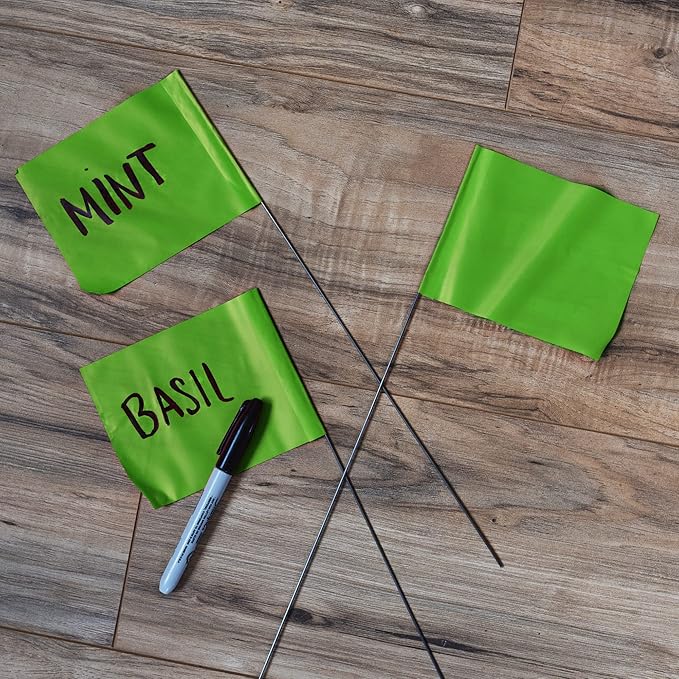Green Marking Flags 100 Pack - 4x5x15 Inch Green Flags for Yard - Markers For Lawn, Irrigation, Landscaping, Survey & Sprinkler Head Marking