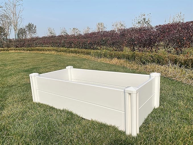 4' x 2' Vinyl Raised Garden Bed Screwless Planter Box for Gardening, Whelping Pen and More