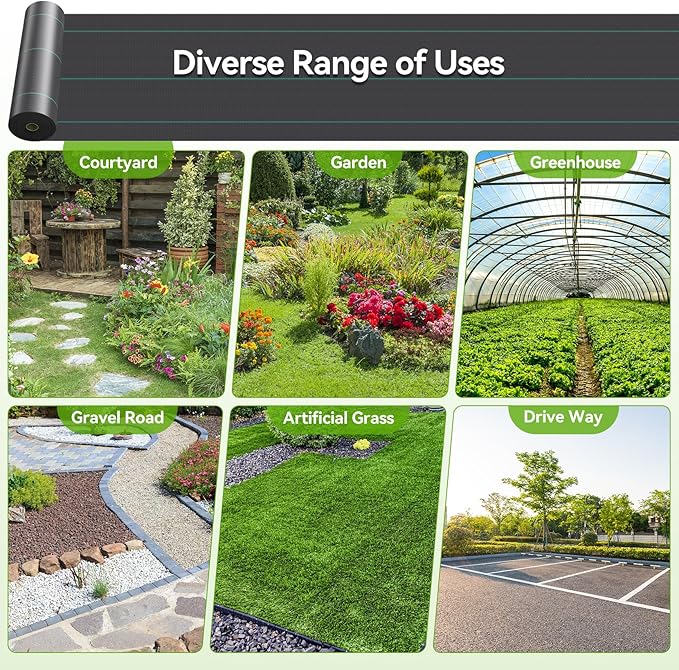 3ftx300ft Weed Barrier Landscape 3.2oz Fabric Heavy Duty, Woven Weed Control Cloth, Woven Geotextile Fabric for Underlayment, Gardening Ground, Commercial Driveway Weed Block Cover Mat