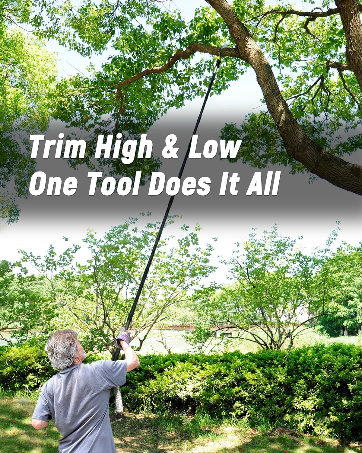 14.5FT Pole Saw with Adjustable Length for Tree Trimming, Lightweight Manual Pruning Saw with Mn Steel Blade, Long Extension Branch Cutter Pole Pruner for Yard, Garden, Patio & Forestry Use