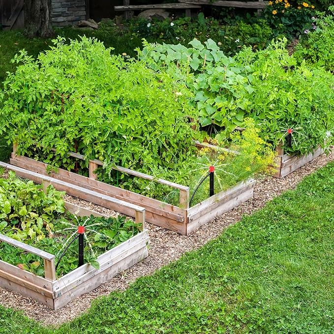 50 Pcs Drip Irrigation Emitters for 1/4" Drip Irrigation Tubing Adjustable Plant Watering Misting System Includes Nozzles/Sprinklers/Emitter Streams for Garden Yard Lawn Outdoors