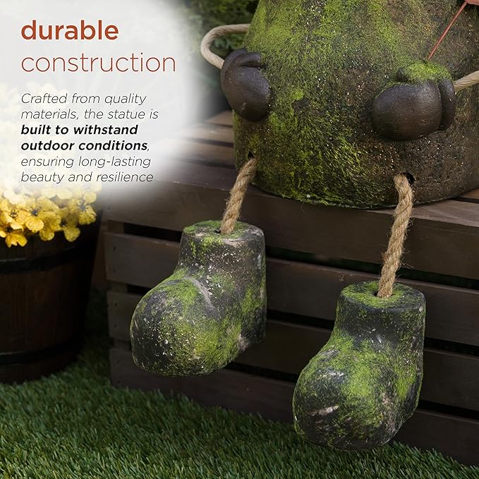 Alpine Corporation MCC834 Indoor/Outdoor Frog with Flower Garden Statue, Playful Frog Statue for Yard, 20" H, Green