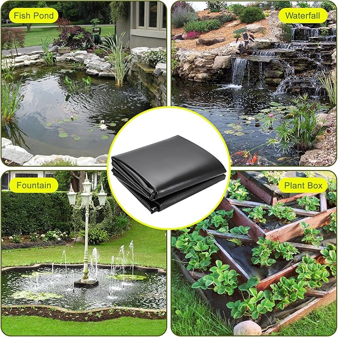 20 x 25 FT Pond Liner, HDPE Pond Liners for Outdoor Ponds 20 Mil Easy Cutting Puncture Resistant Impermeable Pond Liners Skins for Koi Fish, Water Garden Waterfall Fountain Aquaculture Pond