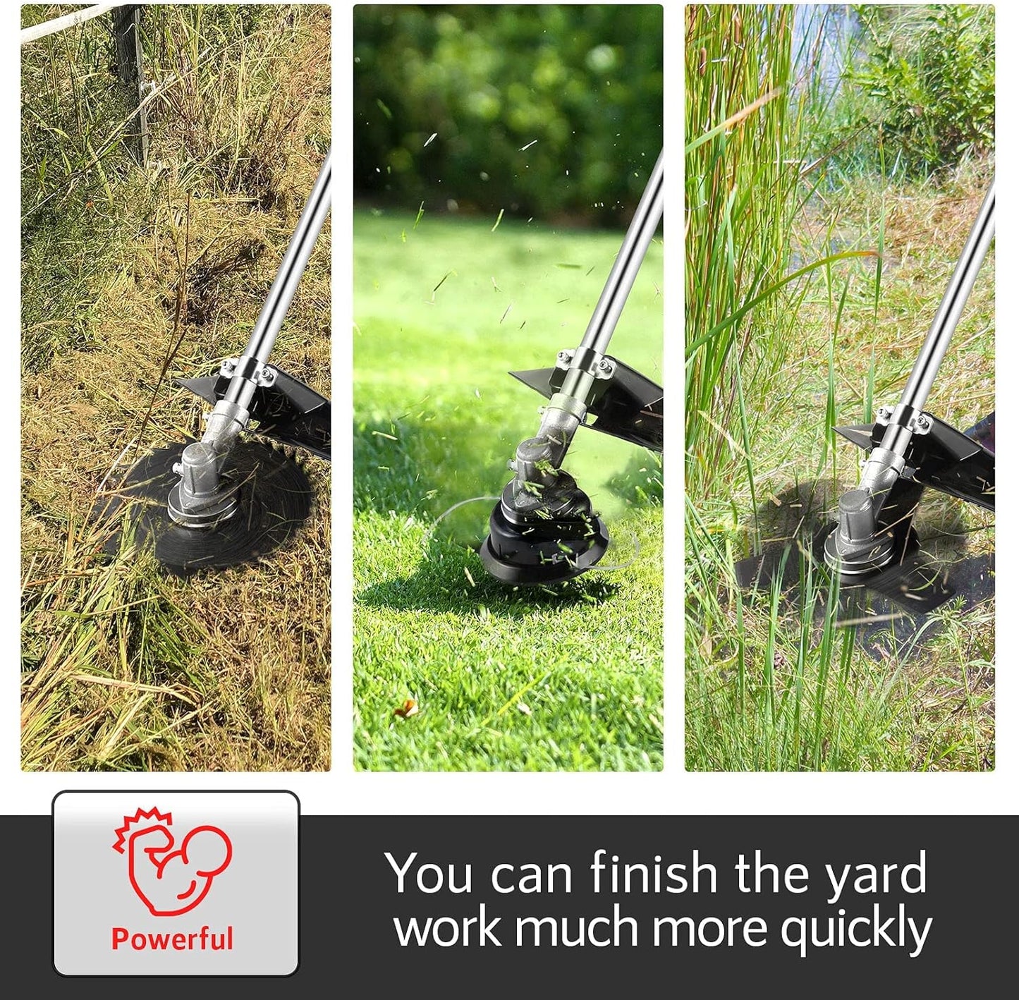 58CC Weed Wacker, Weed Eater Gas Powered 4 in 1 Cordless, String Trimmers 2-Cycle Gas Brush Cutter Weed Wacker Straight Shaft Gas Grass Trimmer for Lawn and Garden Care Trimming