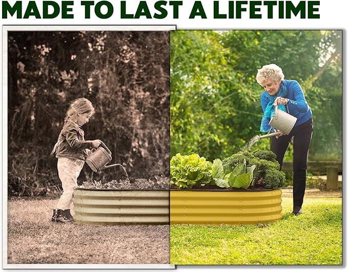 Galvanized Raised Garden Beds Outdoor // 4×2×1 ft (2-Pack) Planter Raised Beds for Gardening, Vegetables, Flowers (Yellow) // Large Metal Garden Box