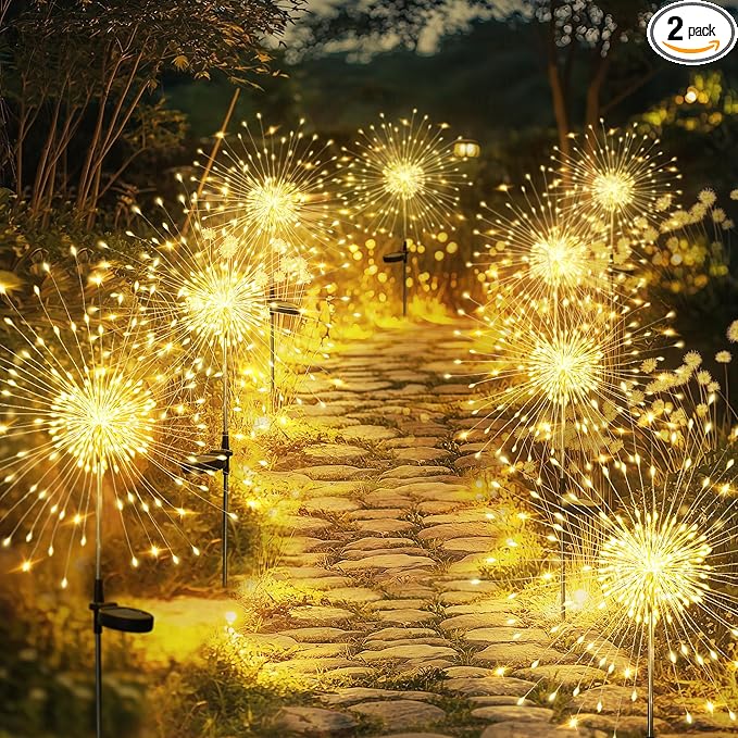 GIGALUMI Garden Outdoor Decor Lights 120LED 8Pack, Solar Garden Lights for Yard Outside Fairy Decorative,Solar Powered for Yard Pathway Flowerbed Planter Balcony Patio Decor（Warm White）