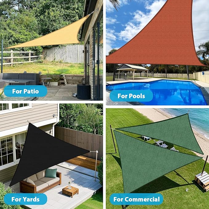 Amagenix Sun Shade Sail 8X11X13.6 Curved Edge Outdoor Shade Canopy Dark Green Breathable 95% UV Block Shade Cloth for Patio Garden Backyard (We Make Custom Size)