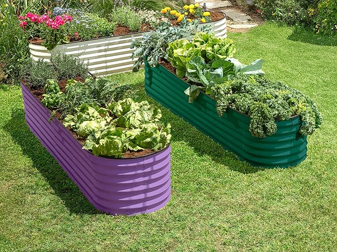 9-in-1 Galvanized Steel Raised Garden Bed // 8×2×1.5 ft Modular Planter for Gardening, Vegetables, Flowers // 18" Tall Metal Raised Garden Beds Outdoor (Dark Green) // Patented Design Planter Box