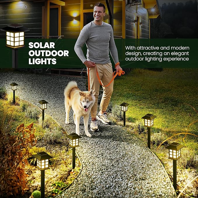 GIGALUMI Solar Outdoor Lights，16 Pack LED Solar Lights Outdoor Waterproof, Solar Walkway Lights Maintain 10 Hours of Lighting for Your Garden, Landscape, Path, Yard, Patio, Driveway