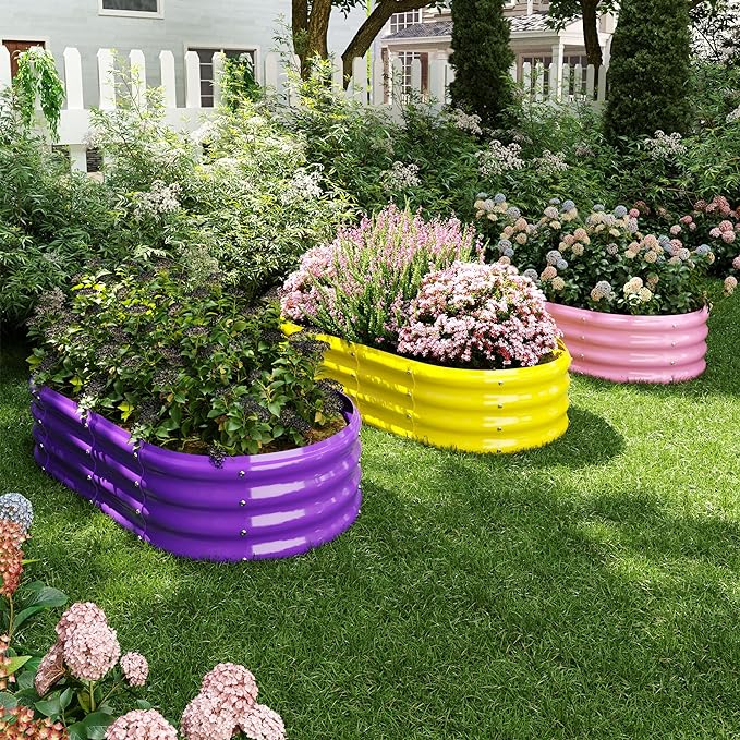 Galvanized Metal Planter Raised Garden Bed Kit for Gardening Outdoor，8x2x1ft Planter Grow Garden Box Raised Flower Bed，Long Vegetable Clearance Herb Raised Garden Beds for Gardening