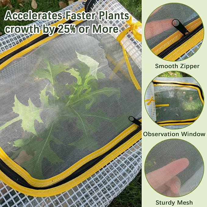 47.2" *14.6" *13.4" Foldable Garden Row Accelerator Plants Cover for Raised Garden Bed, Mini Greenhouse Cover with Two Air Hole and Breathable Mesh, Frost Cover for plant Vegetable Seedling Protector